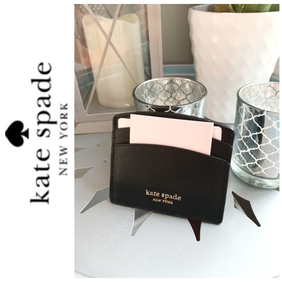 NWT Kate Spade leather card wallet black - Picture 3 of 4